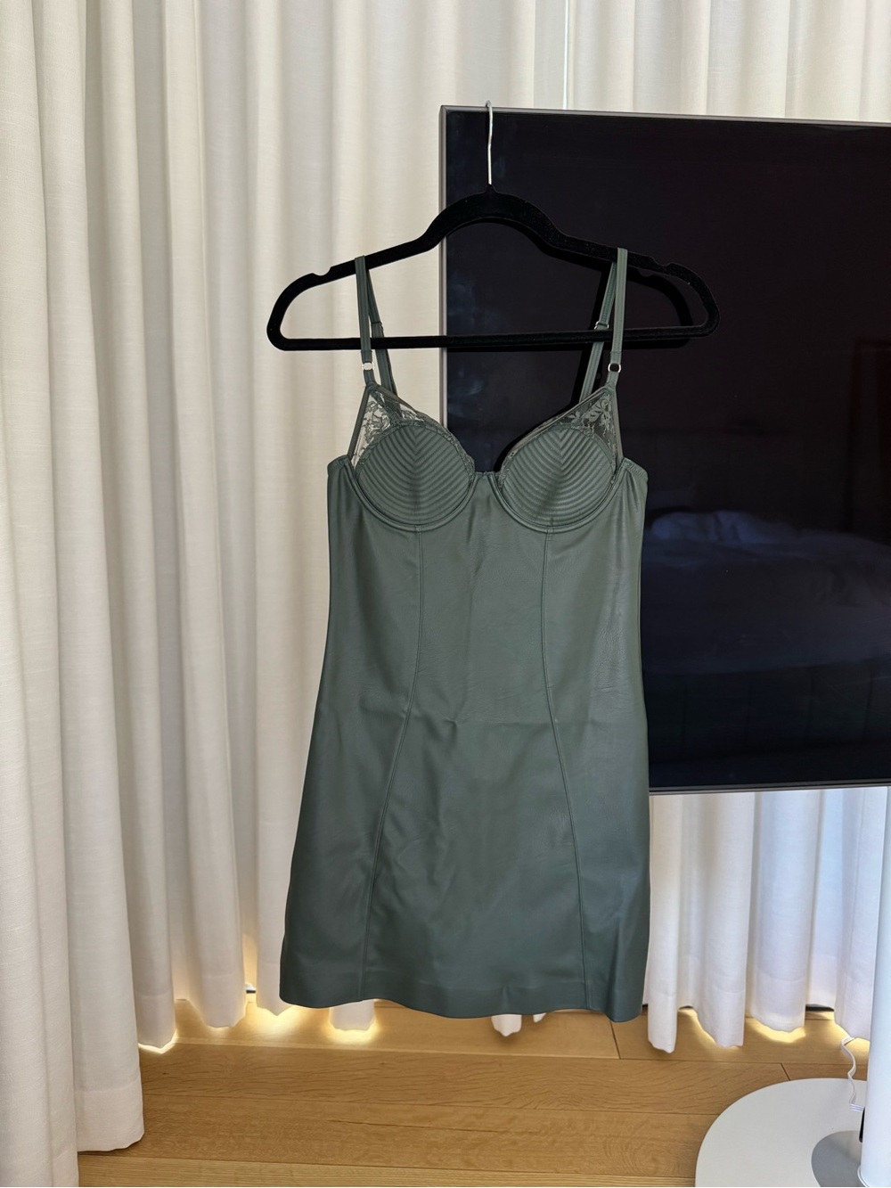 Fleur du Mal Olive Green Leather Dress